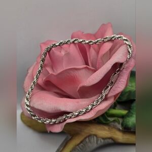 Elegant Sterling Silver Rope Chain Bracelet